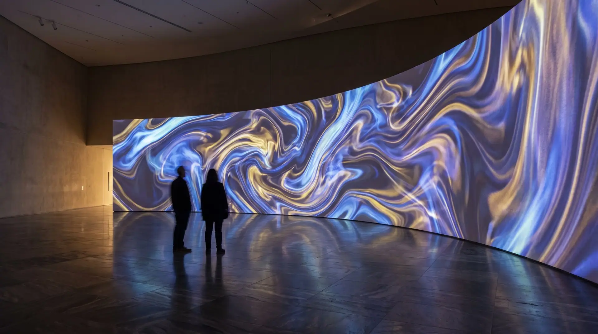 Museum gallery with an immersive projection wall