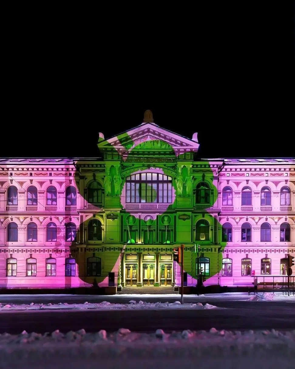 Projection mapping across a classical facade